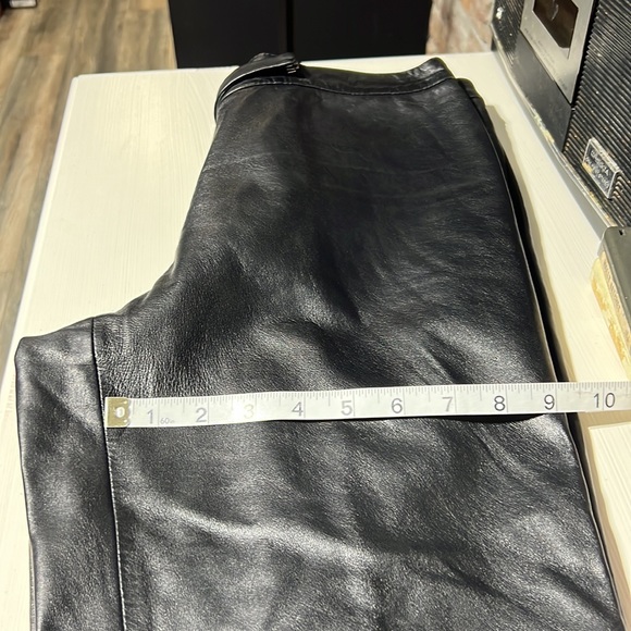 INC Jet Black Genuine Leather Straight Leg Mid Rise Pants - Picture 12 of 15